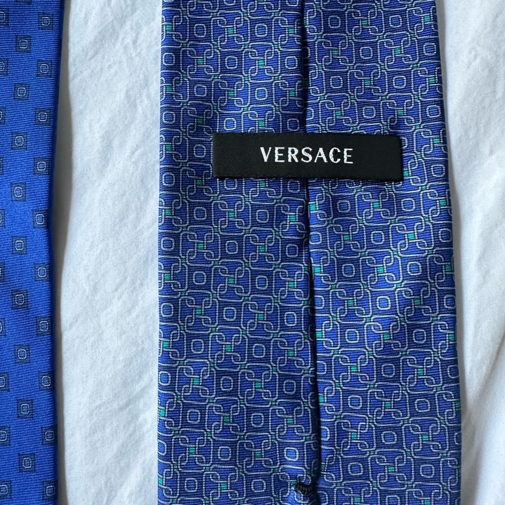Versace Blue Geometric Silk Tie